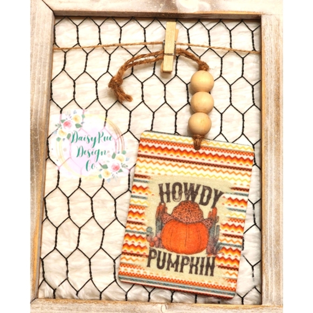 Howdy Pumpkin Felt Car Air Freshener